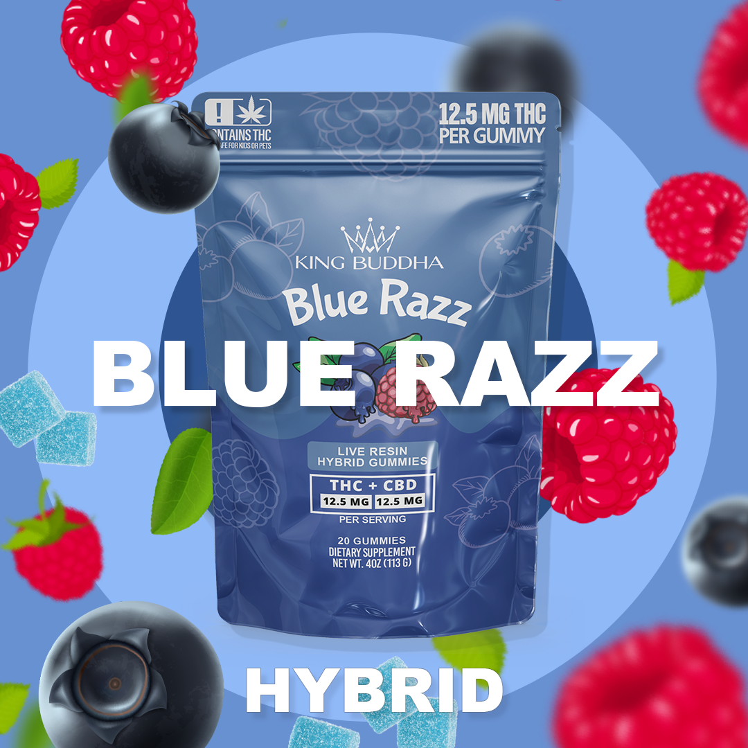 BLUE RAZZ DELTA-9 GUMMIES - LIVE RESIN HYBRID - King Buddha