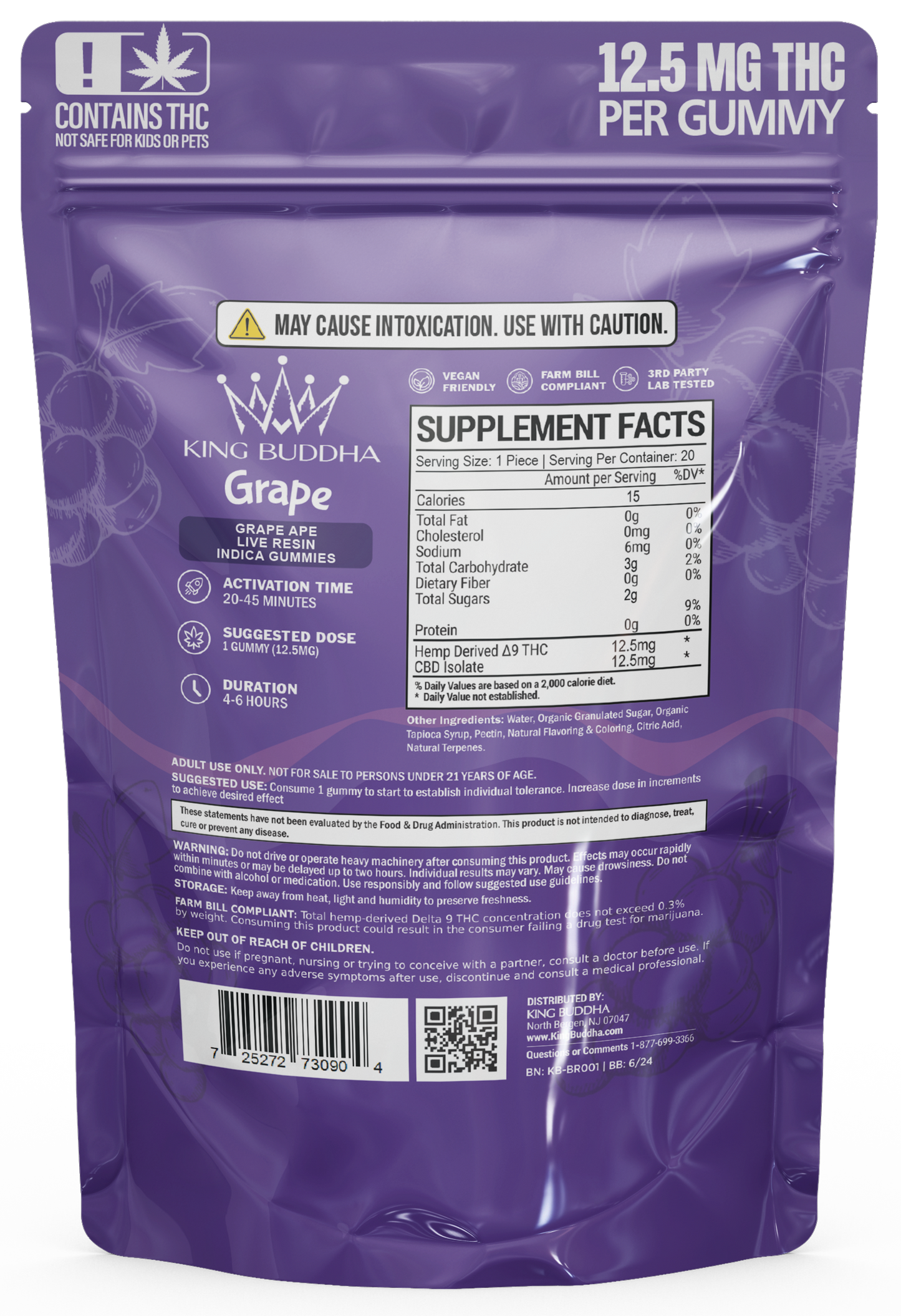 GRAPE DELTA-9 GUMMIES - LIVE RESIN INDICA - King Buddha
