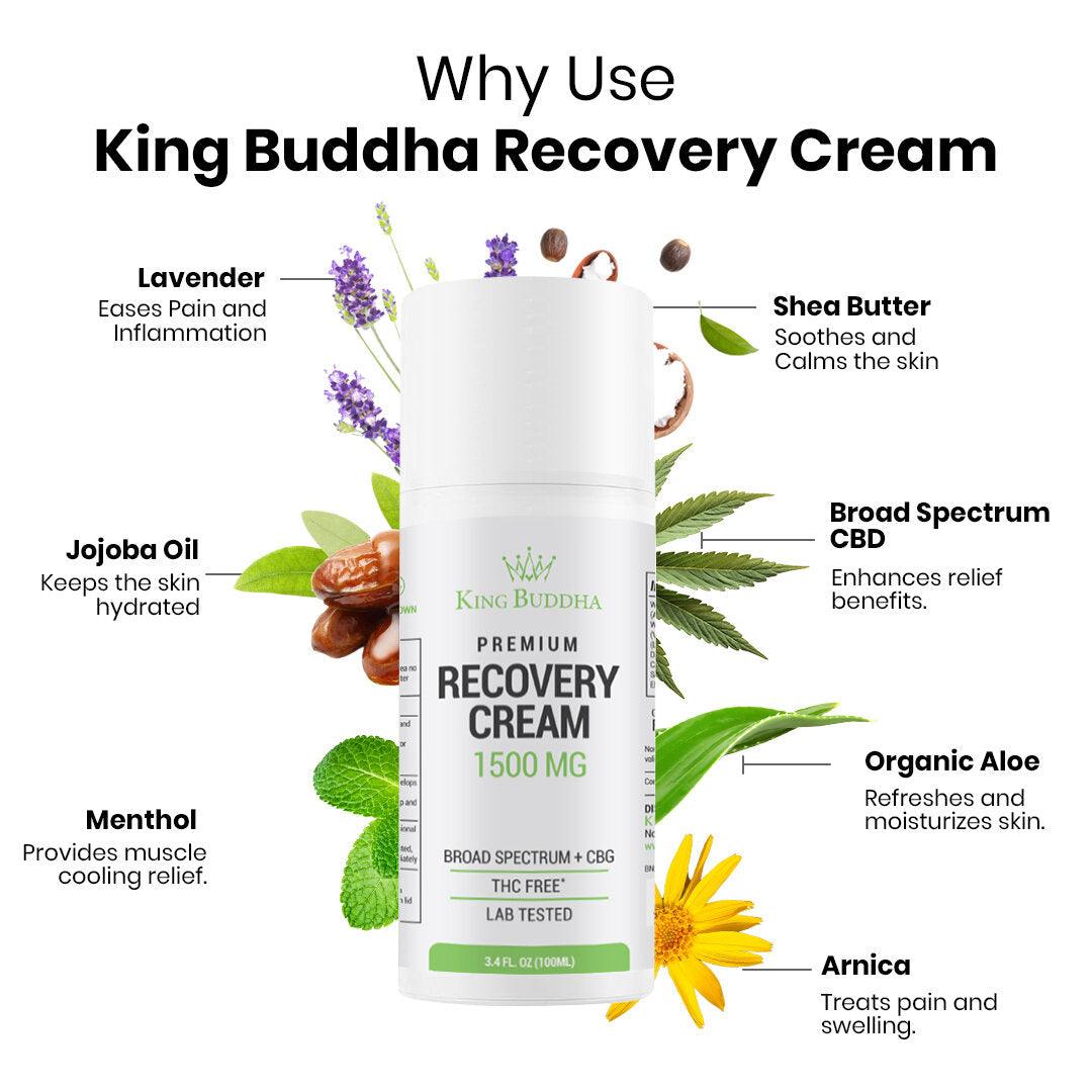 BROAD SPECTRUM CBD RECOVERY CREAM AIRLESS PUMP - 3.4 FL OZ - 1500MG (100ML) - King Buddha