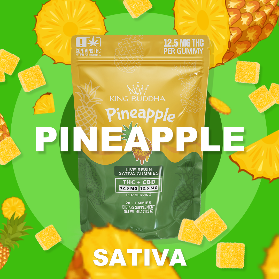 PINEAPPLE DELTA-9 GUMMIES - LIVE RESIN SATIVA - King Buddha
