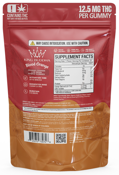 BLOOD ORANGE DELTA 9 GUMMIES - LIVE RESIN HYBRID - King Buddha