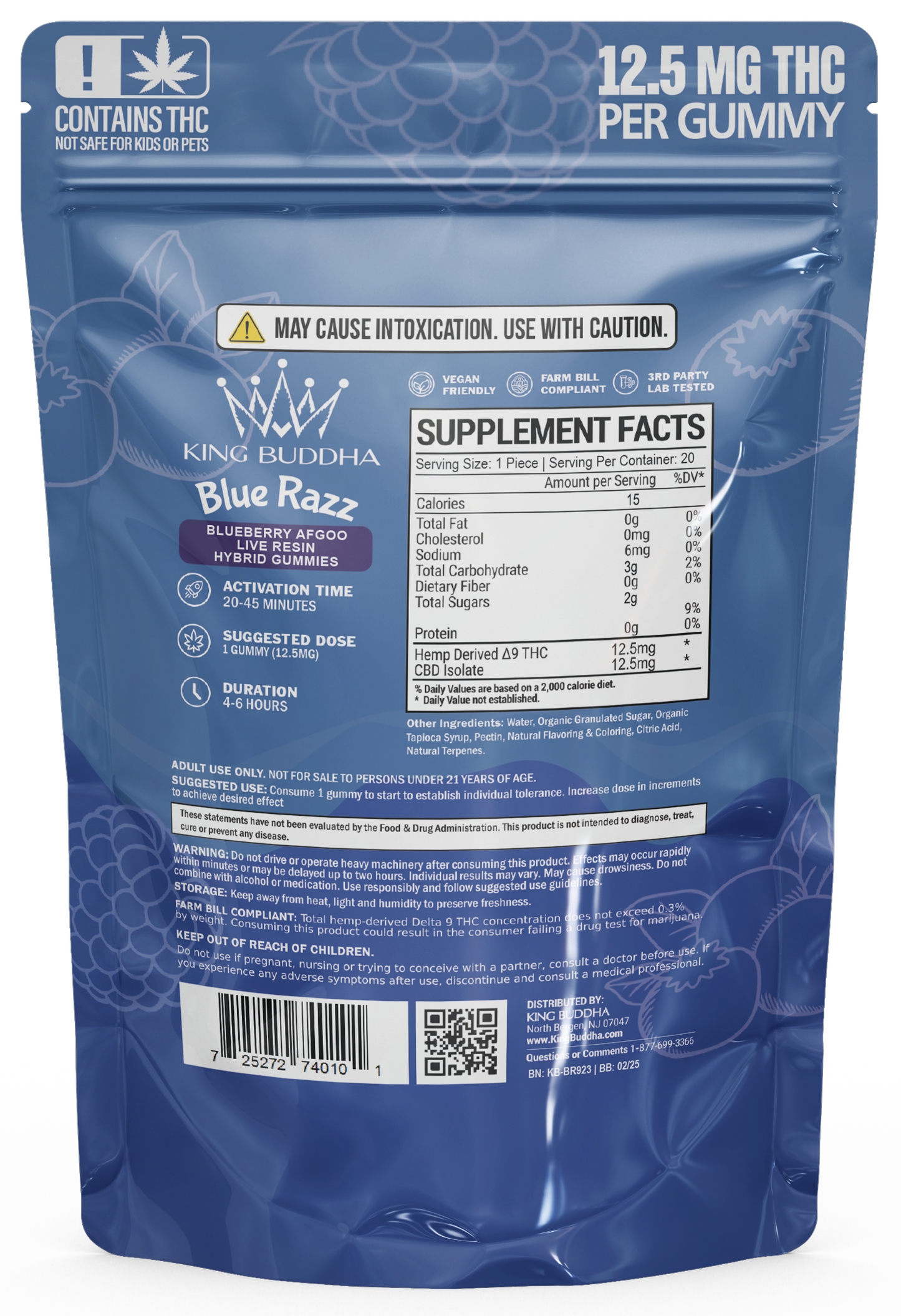 BLUE RAZZ DELTA-9 GUMMIES - LIVE RESIN HYBRID - King Buddha