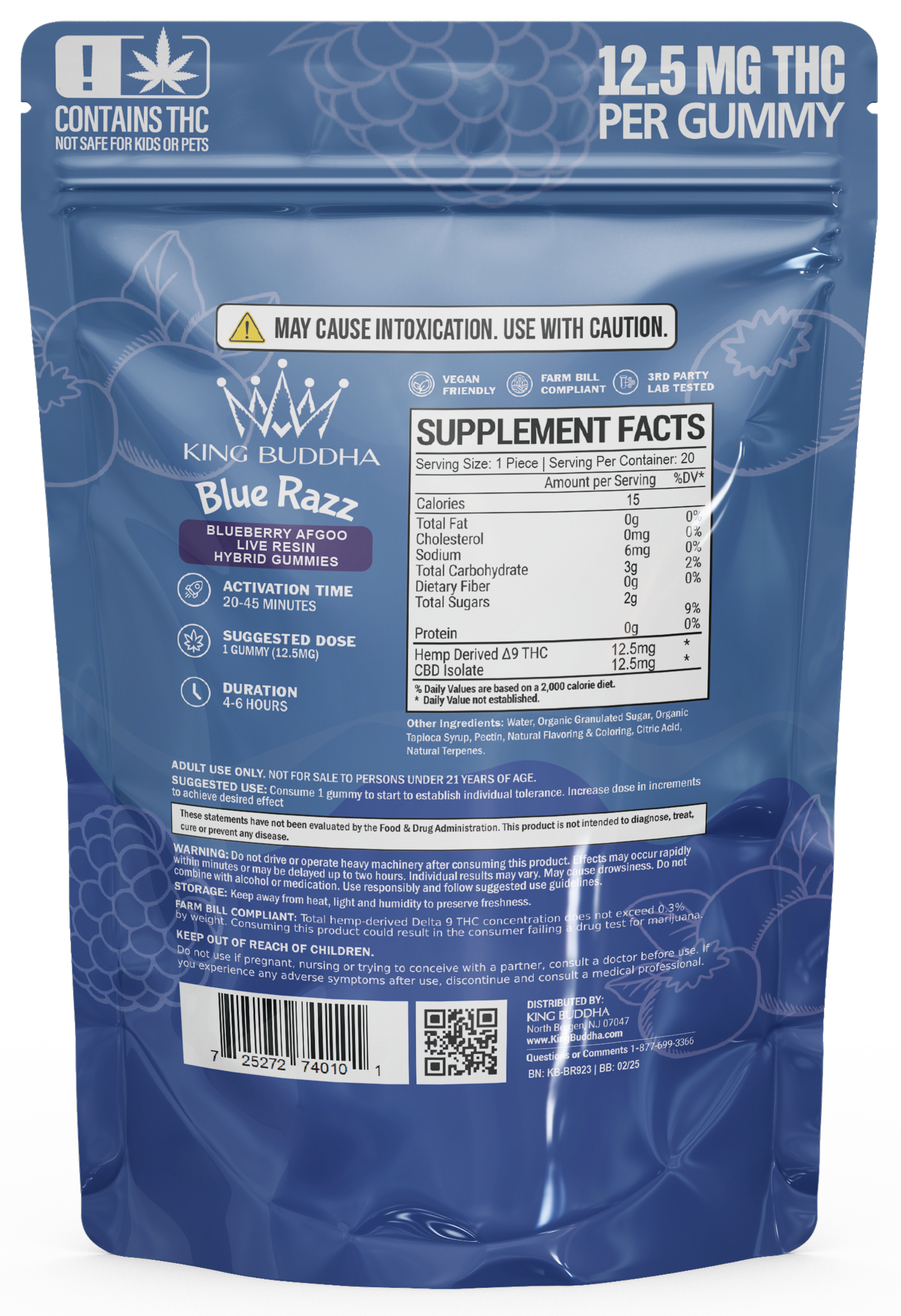 BLUE RAZZ DELTA-9 GUMMIES - LIVE RESIN HYBRID - King Buddha