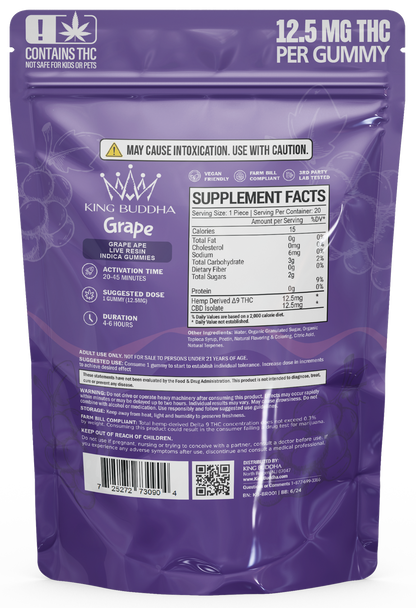 GRAPE DELTA-9 GUMMIES - LIVE RESIN INDICA - King Buddha