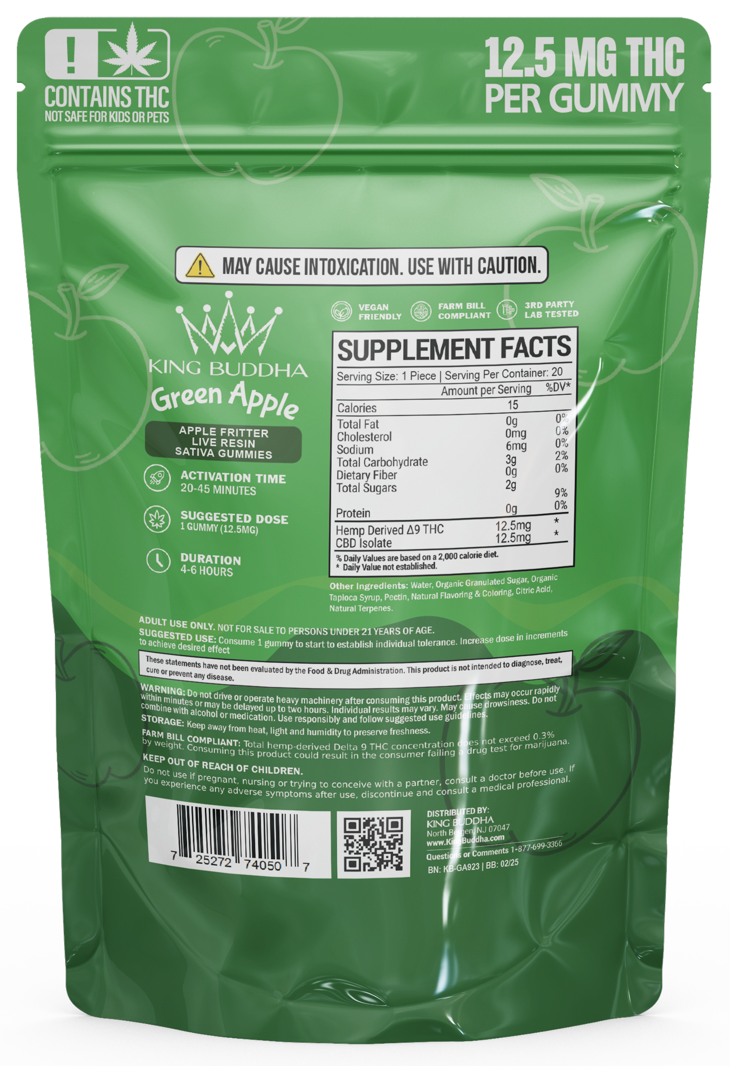 GREEN APPLE DELTA-9 GUMMIES - LIVE RESIN SATIVA - King Buddha