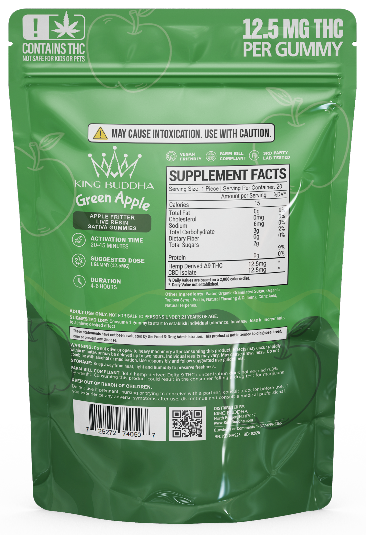 GREEN APPLE DELTA-9 GUMMIES - LIVE RESIN SATIVA - King Buddha