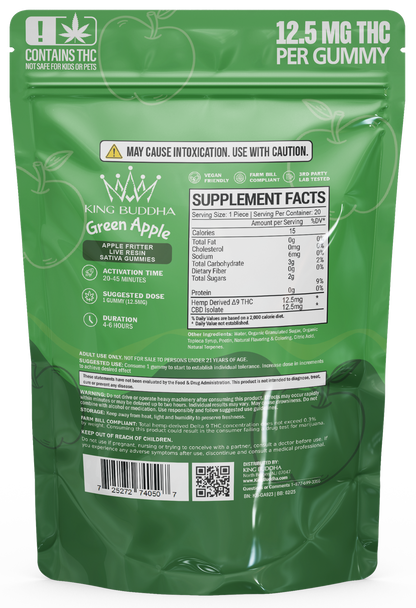 GREEN APPLE DELTA-9 GUMMIES - LIVE RESIN SATIVA - King Buddha