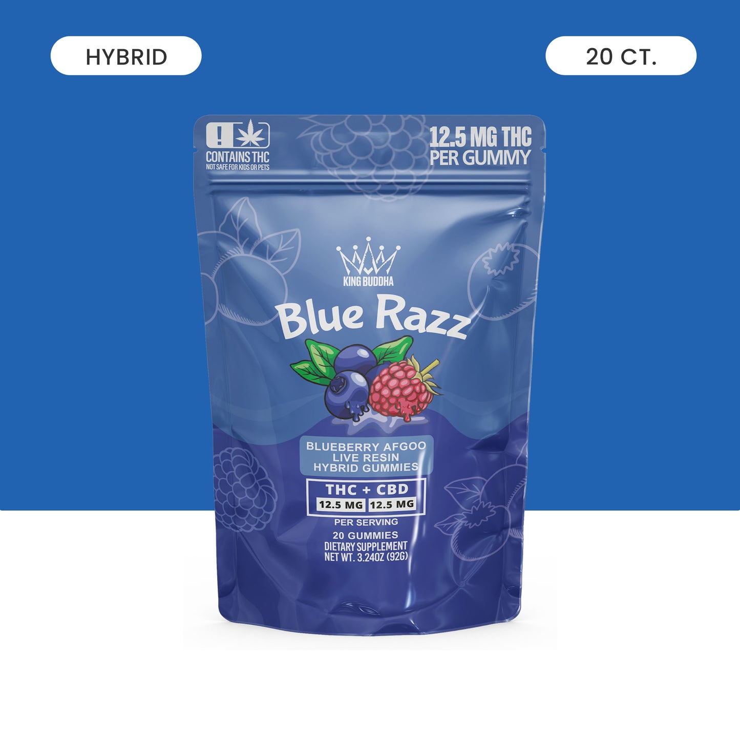 BLUE RAZZ THC + CBD HYBRID GUMMIES