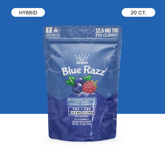 BLUE RAZZ THC + CBD HYBRID GUMMIES