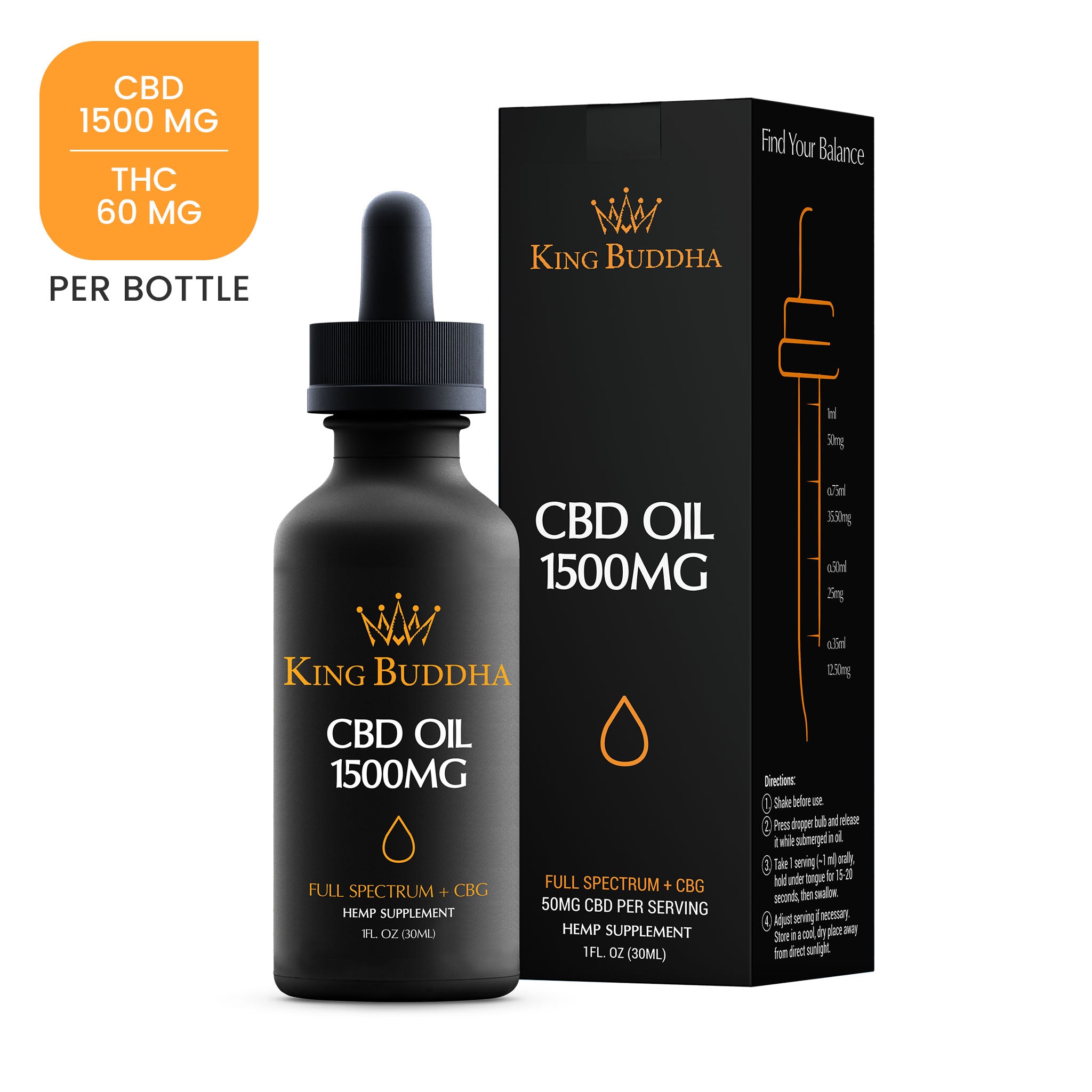 FULL SPECTRUM CBD TINCTURE OIL NATURAL – 1500MG – 30ML