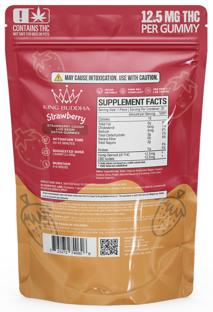 STRAWBERRY DELTA-9 GUMMIES - LIVE RESIN SATIVA - King Buddha