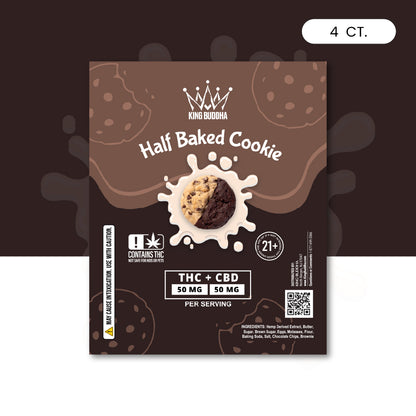 HALFBAKED THC + CBD COOKIES – 50MG THC + 50MG CBD PER COOKIE