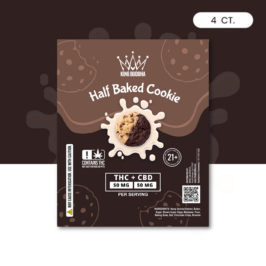 HALFBAKED THC + CBD COOKIES – 50MG THC + 50MG CBD PER COOKIE