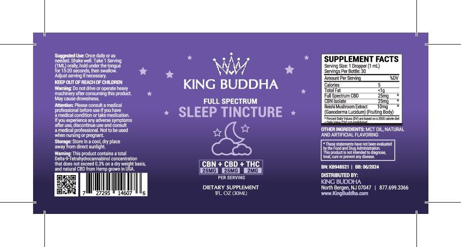 SLEEP CBD TINCTURE OIL + CBN - FULL SPECTRUM - 1500MG - 30ML - King Buddha