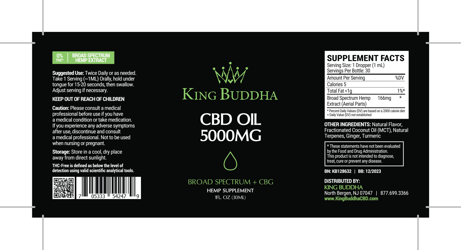 BROAD SPECTRUM CBD TINCTURE OIL NATURAL – 5000MG – 30ML - King Buddha