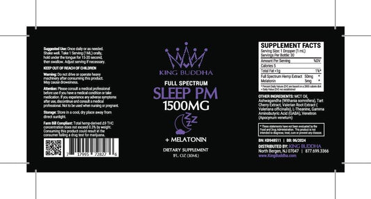 SLEEP PM CBD TINCTURE OIL + MELATONIN - FULL SPECTRUM - 1500MG - 30ML - King Buddha
